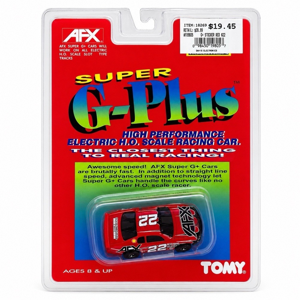 Vintage 1998 AFX TOMY Super G-Plus HO Scale Slot Car 9805 Stocker Red 22 TruTrac